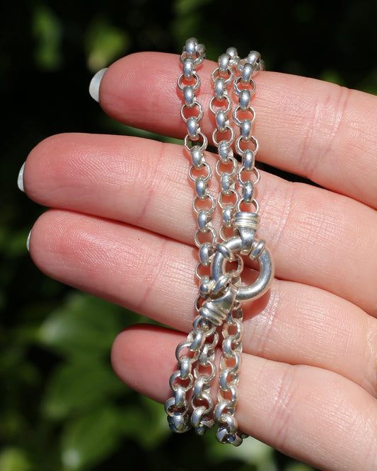 Silver Belcher Chain With Italian Bolt Claps and large finals, 21.2g, 50cm
