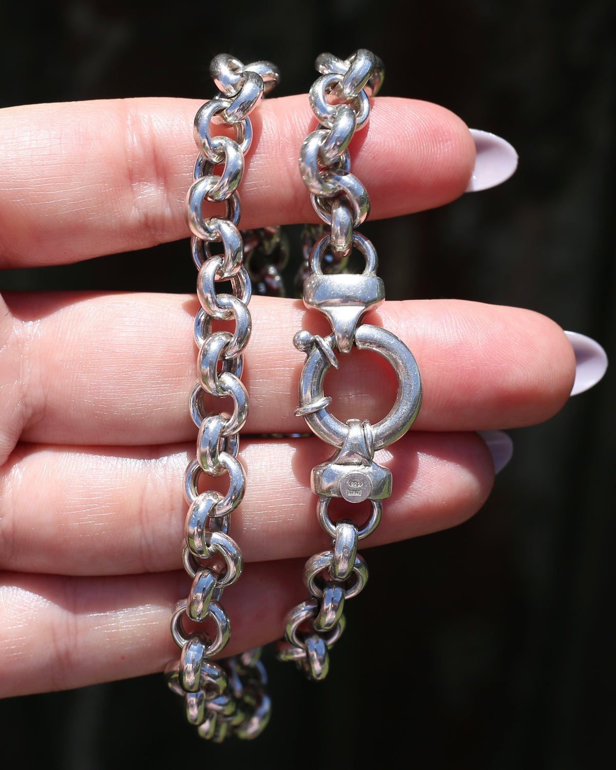 Fabulous Italian Made Semi Hollow Silver Cable Chain with Large Bolt Clasp, 40.4g, 45.75cm or 18 inches