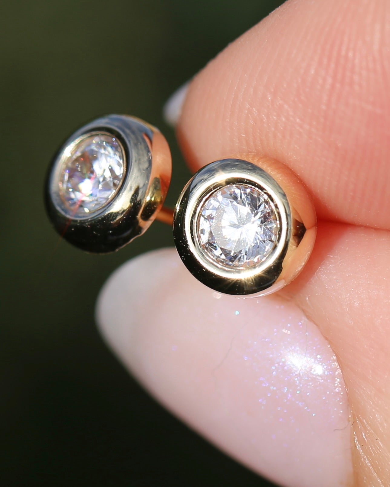 7mm Round Gold Bezel Set Studs, 9ct Yellow Gold, 0.65g