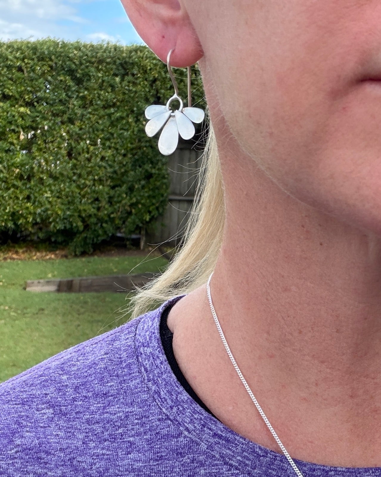 Hand Made Floral Inspired Earring Wires, Sterling Silver, 3.83g