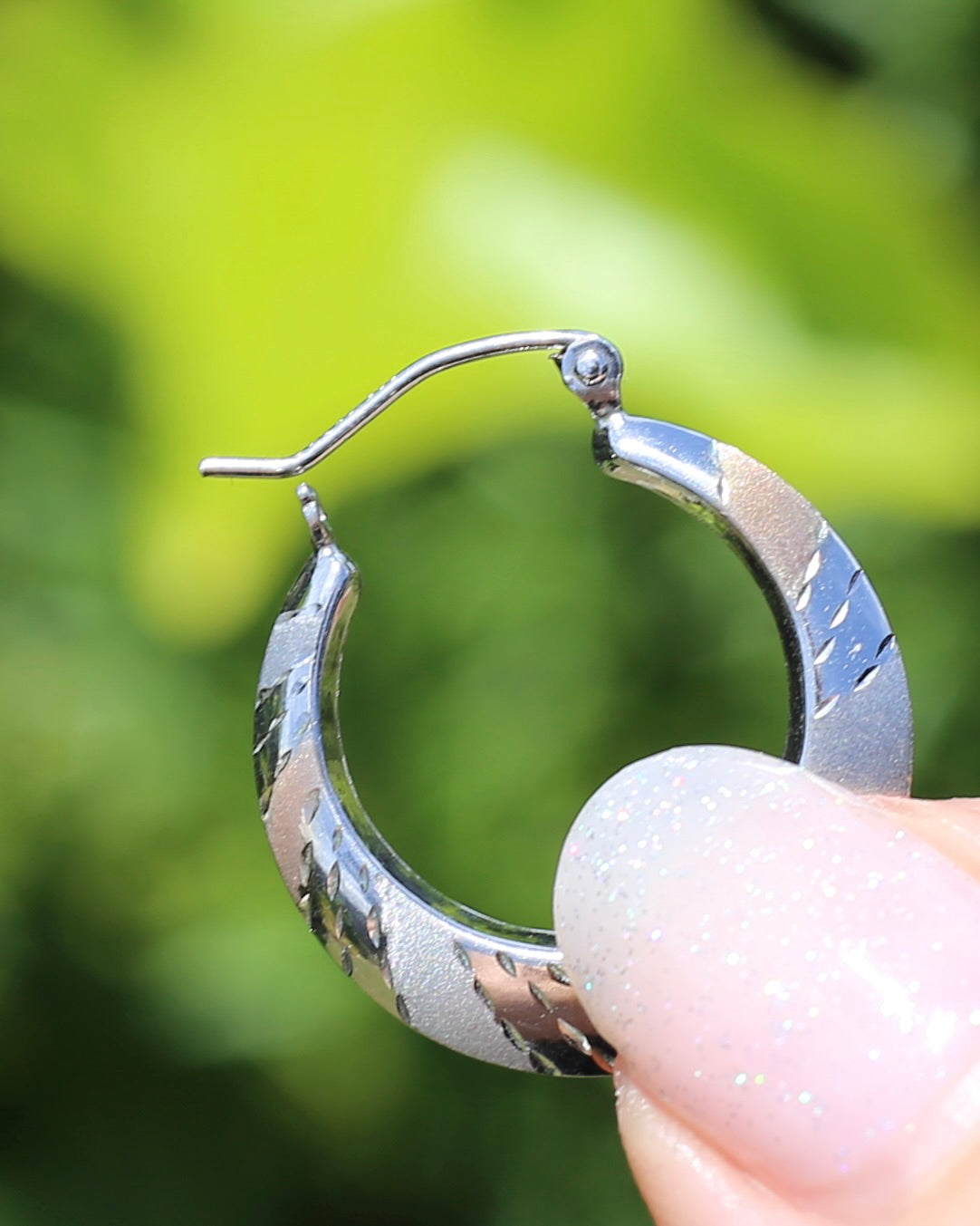 Silver and 10% Gold Hoops, Sterling Silver, Rose and White Gold, 22mm, 1.69g