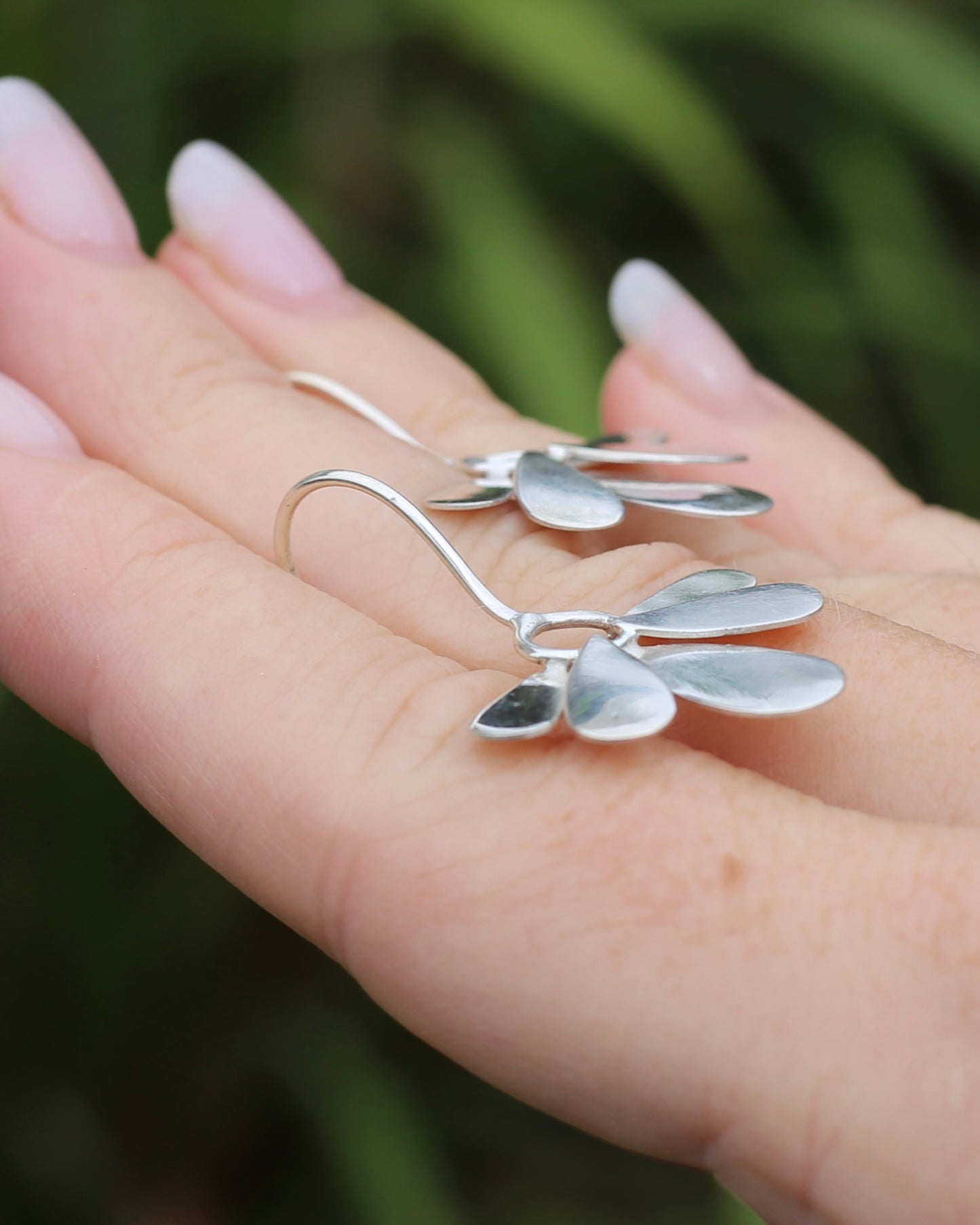 Hand Made Floral Inspired Earring Wires, Sterling Silver, 3.83g