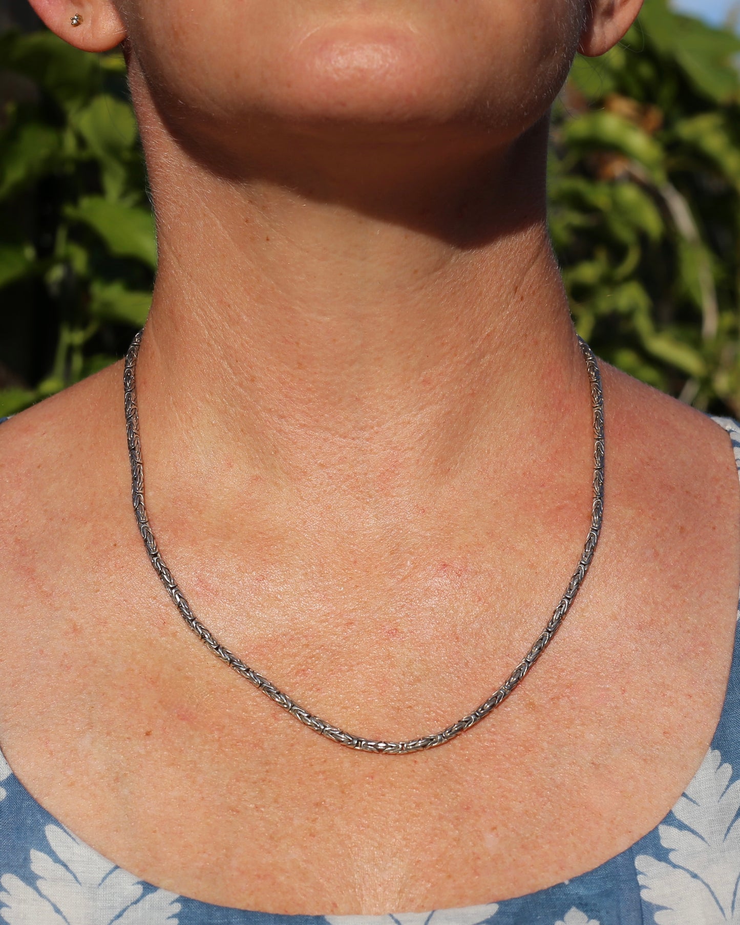 Sterling Silver Byzantine Silver Necklace with Hook Clasp, 51cm or 20 inches, 27.28g