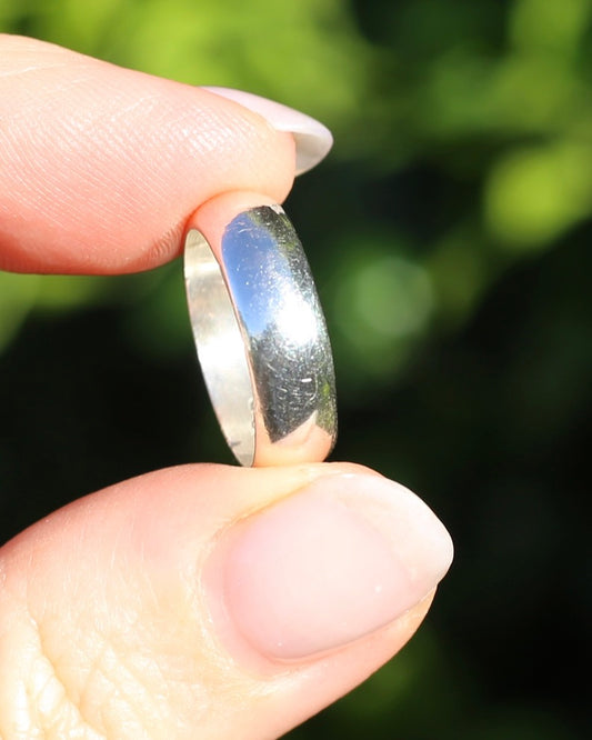 Vintage Chunky Half Round Mexican Silver Band, Sterling Silver, size L1/2 or 6 - fits more like an L, 4.5g