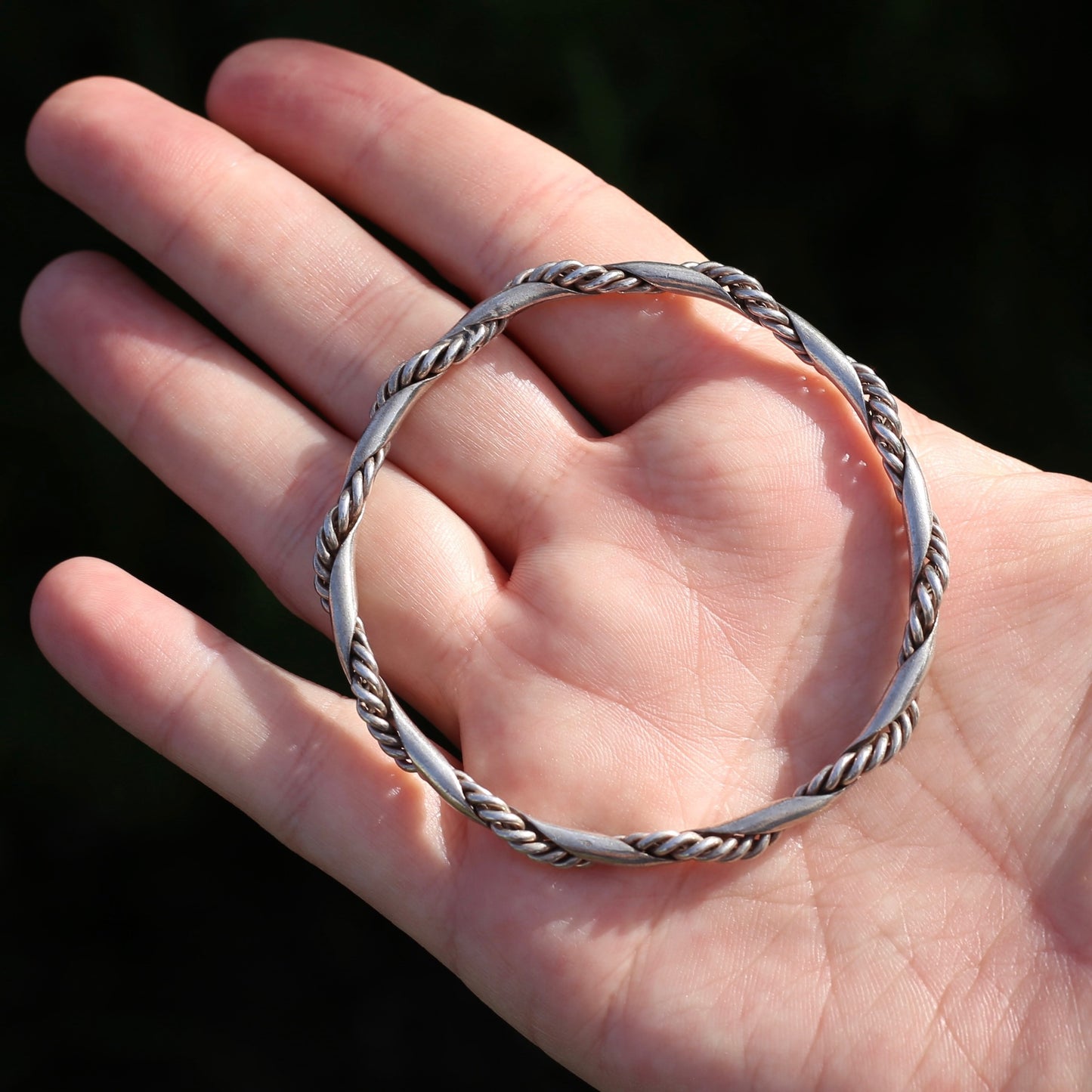 Twisted Rope Silver Bangle, Sterling Silver, 16.6g