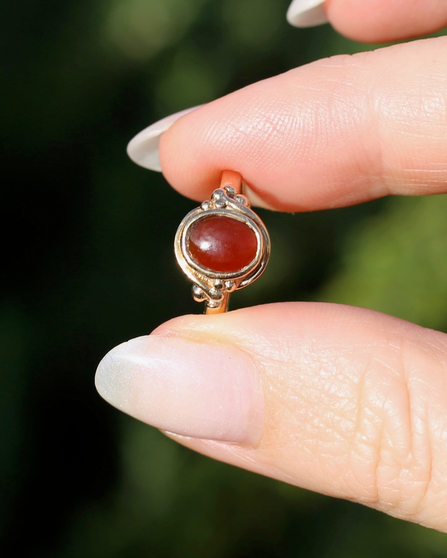 Bezel Set Carnelian Cabochon Signet Type Ring, 9ct Yellow Gold, size I1/2 or 4.5