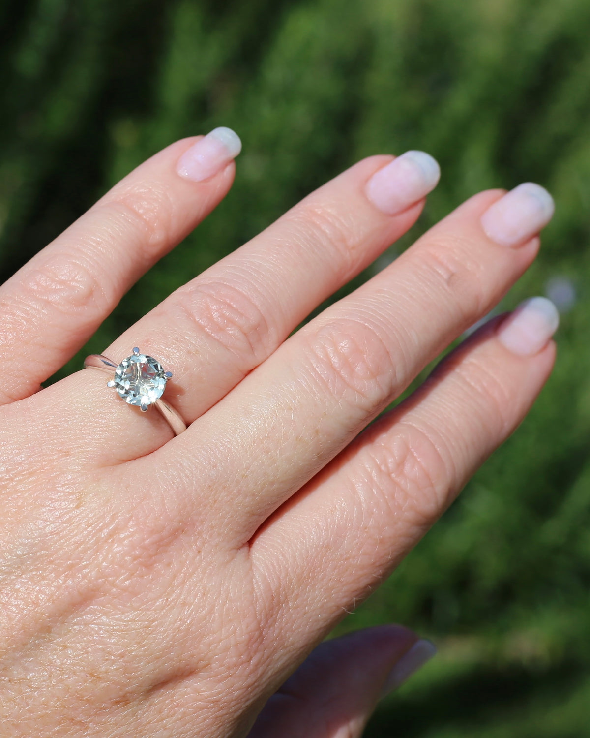 1.7ct Prasiolite Solitaire, Sterling Silver, size N or just over 6.5, 2.1g