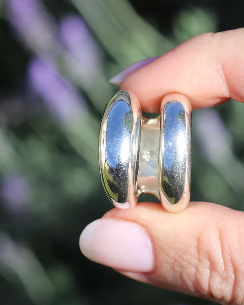 Structural Double Band Silver Ring, Sterling Silver, size R1/2 or just under 9, 12g