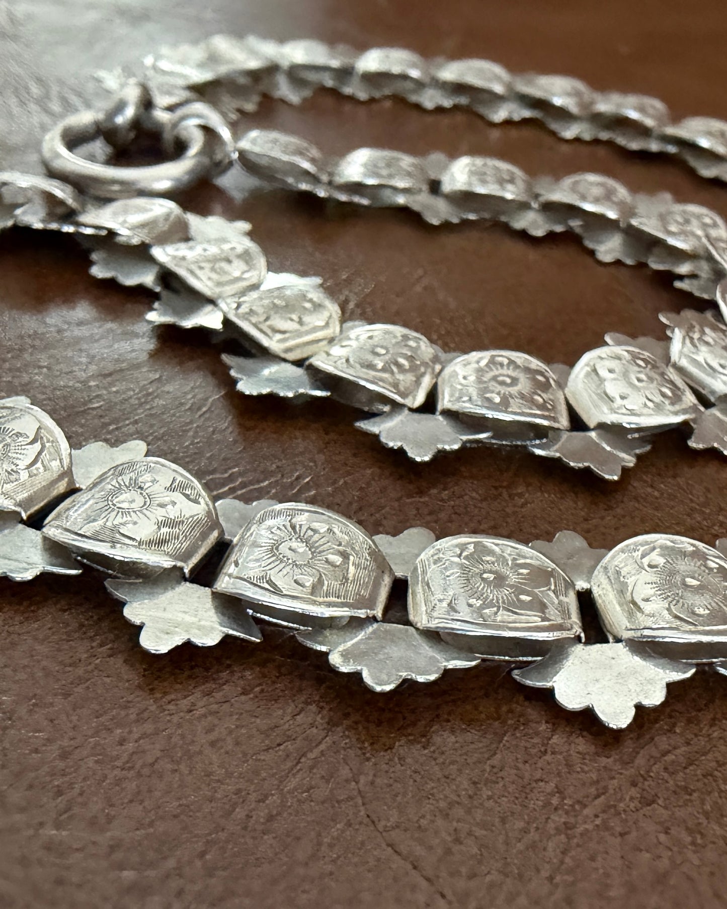 Antique Victorian Floral Book Chain, Silver, 45cm or 7.75 inches, 22.43g