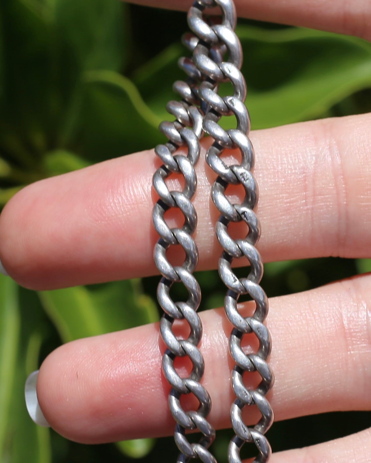 Vintique Uk Made Graduated Curb Sterling Silver Single Watch Chain with Albert Swivel, 34cm or 13.5 inches, 25.9g
