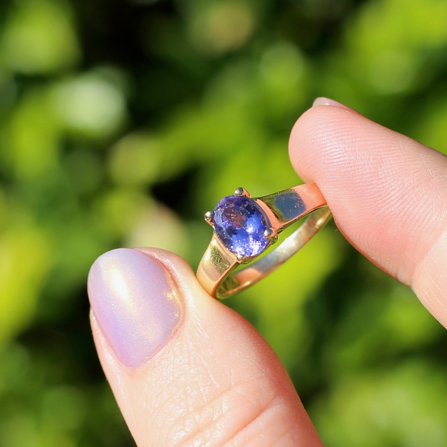 1.25ct Oval Tanzanite Ring, 14ct Yellow Gold, size N or just over 6.5