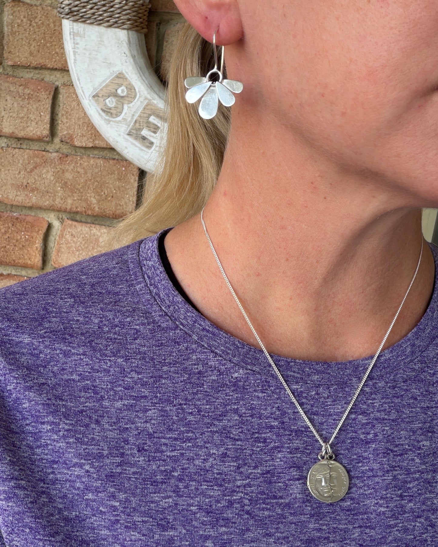 Hand Made Floral Inspired Earring Wires, Sterling Silver, 3.83g