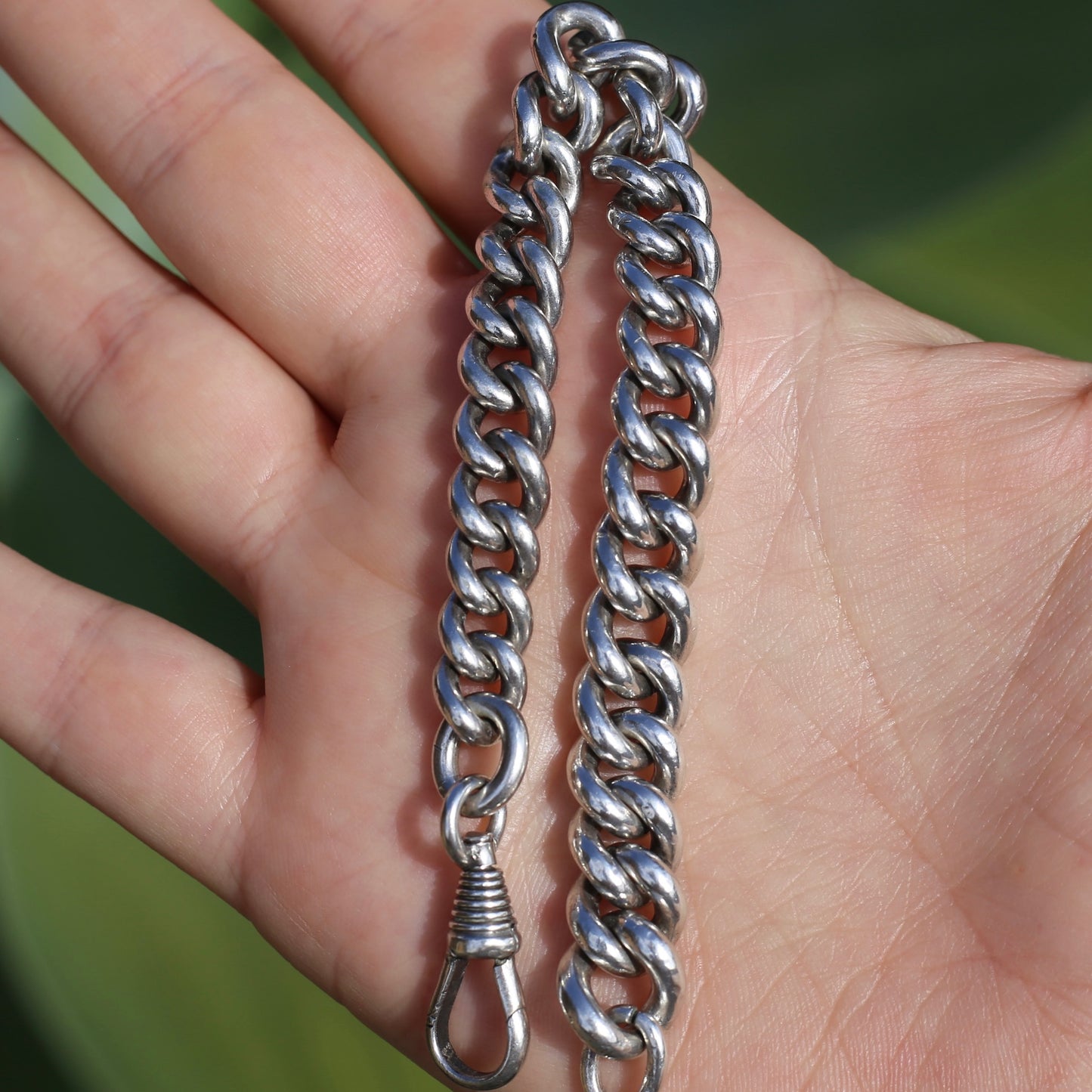 Vintage Silver Graduated Curb Chain Bracelet or Extender, 44.7g, 8 inches or just over 20cm