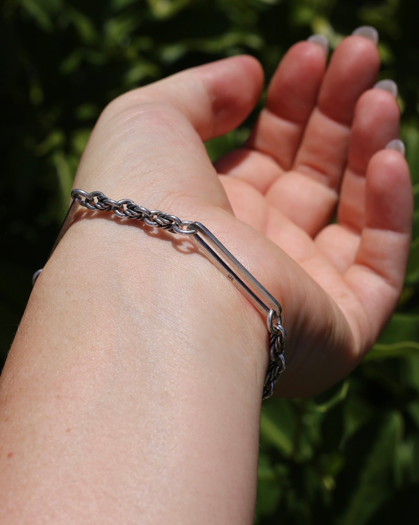 Love Link and Trombone Link Bracelet or Extender with Albert Clasp, Sterling Silver, 7.75 inches or 19.5cm, 11.88g