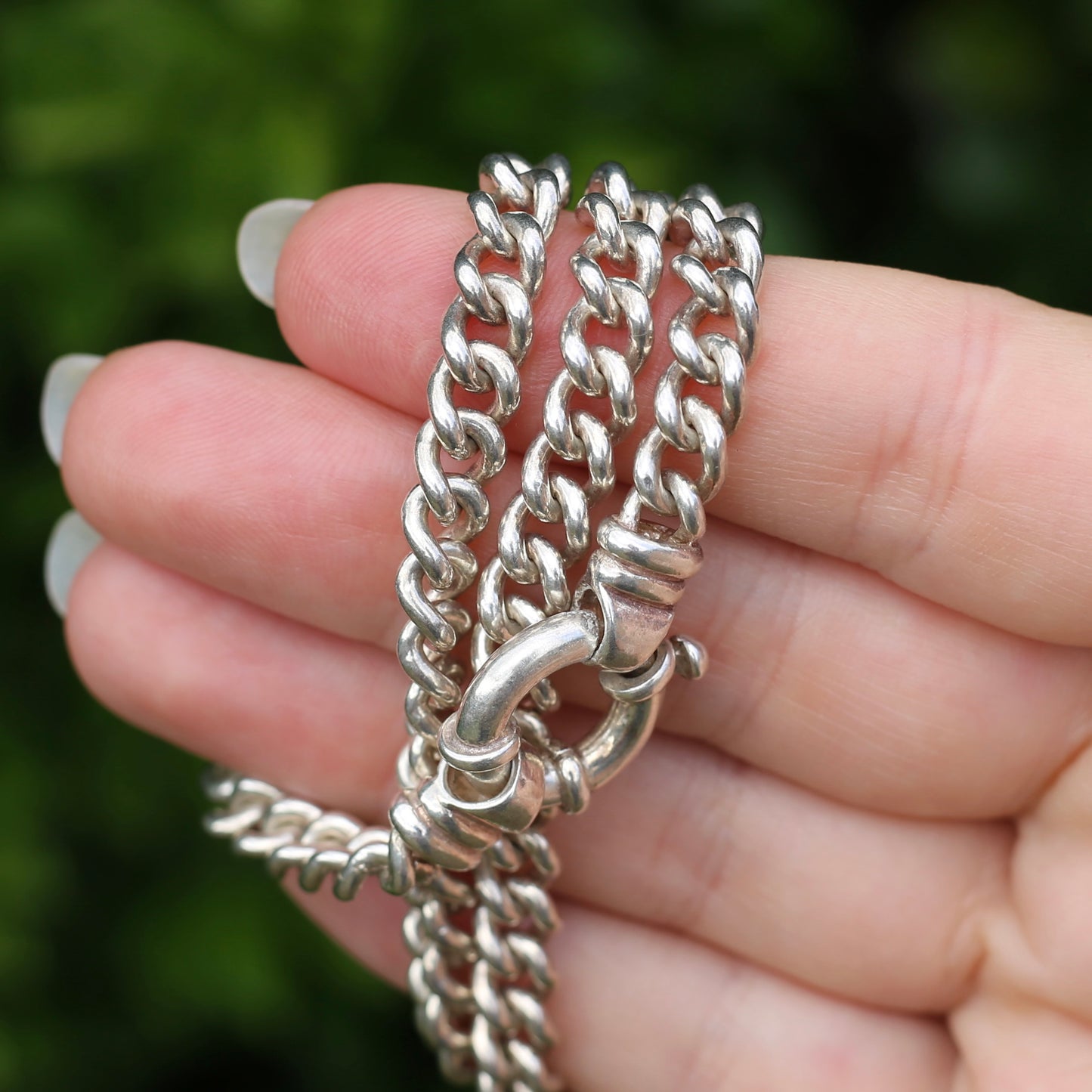 Silver Curb Chain with Italian Bolt Clasp, 45cm, 52.1g