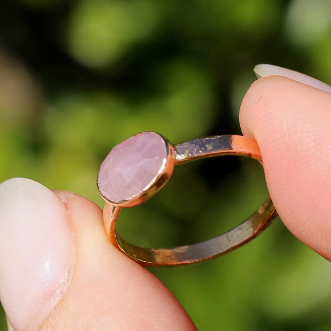 Rose Cut Pink Sapphire Ring, 14ct Rose Gold, size 6 or L1/2