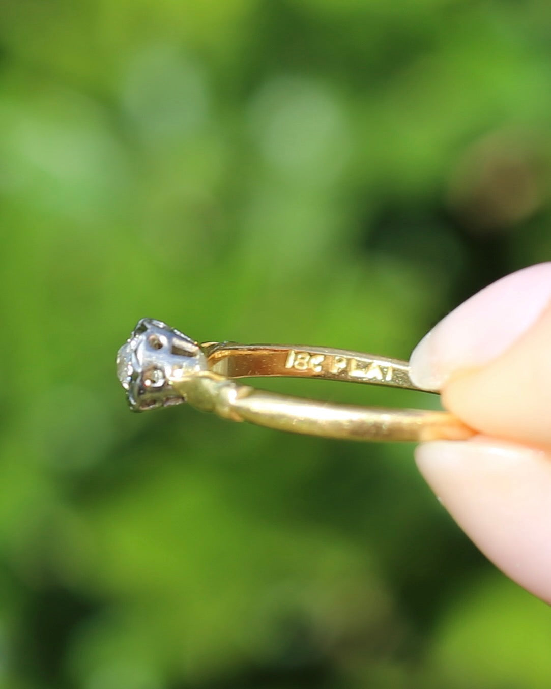 Circa 1930s Old Cut Solitaire, 18ct Yellow Gold and Diamond, size 7 or N1/2