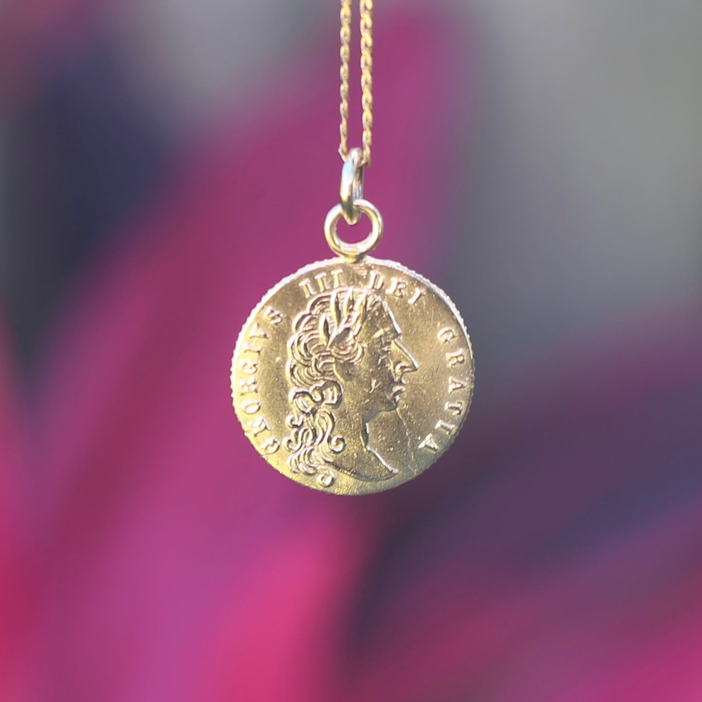 In Memory of the Good Old Days 1788 Gambling Token Pendant - King George III Reverse, Silver and 9ct Gold