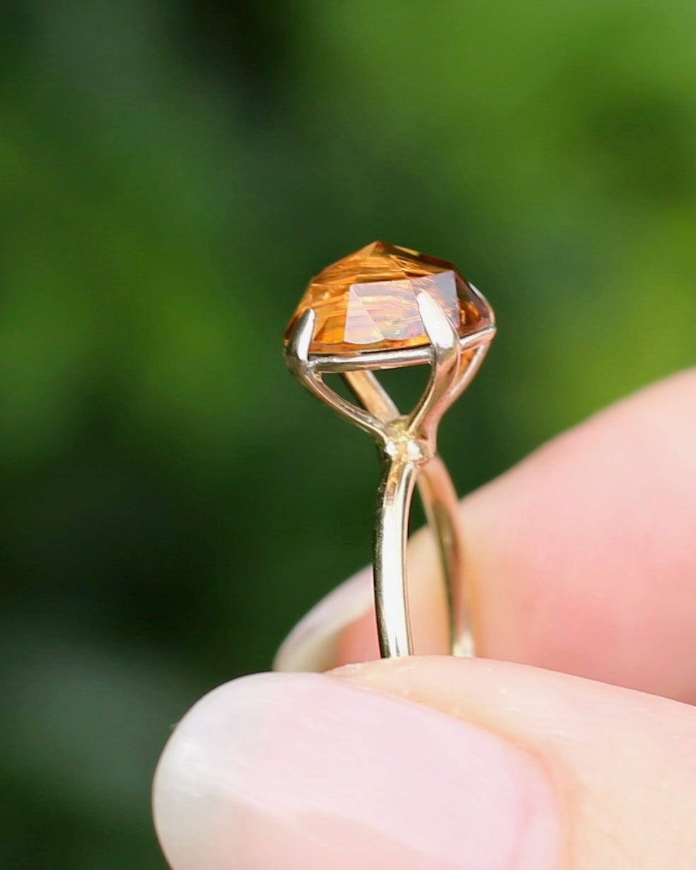 3.87ct Rose Cut Australian Zircon Ring, Claw Set in 9ct Yellow Gold, size 5.25 or K, 2.40g