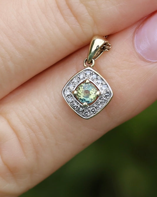 0.45ct Parti and Diamond Pendant, 9ct Yellow and White Gold, 0.9g