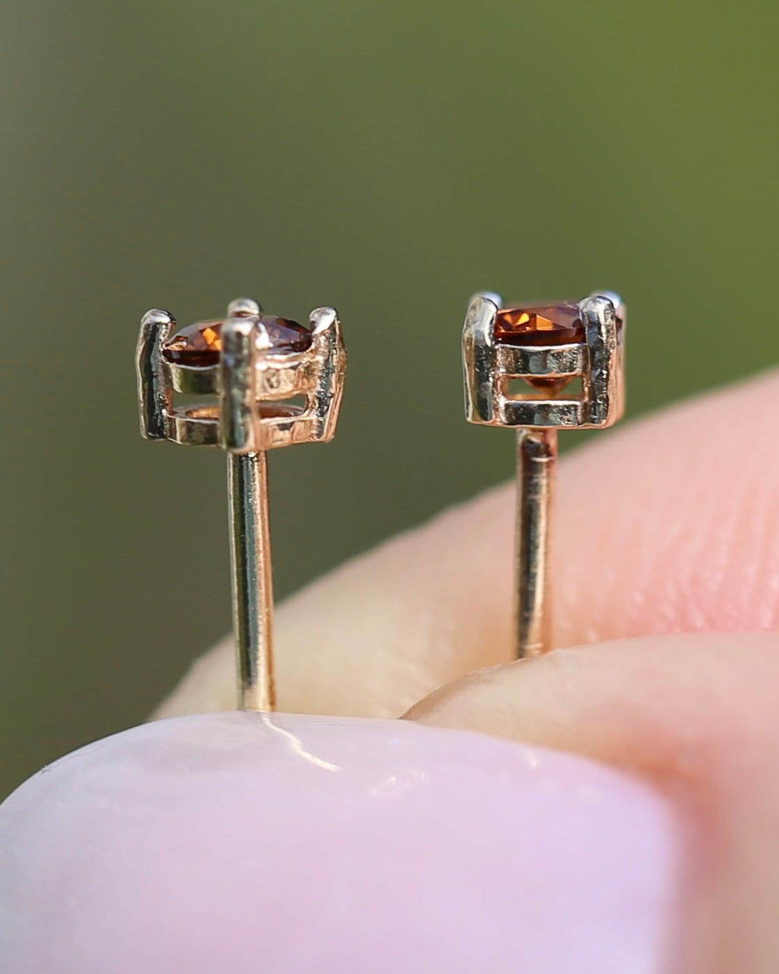 0.3ct Vibrant Burnt Orange Australian Zircon Studs, 9ct Yellow Gold, 0.48g