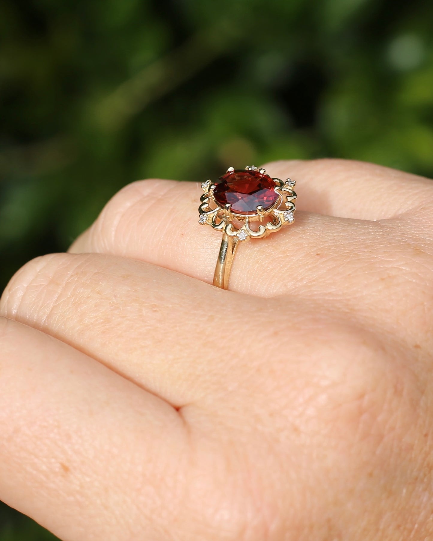 Vintage 3.48ct Natural Zircon and Diamond Ring, 9ct Yellow Gold , size O or 7.25 with valuation