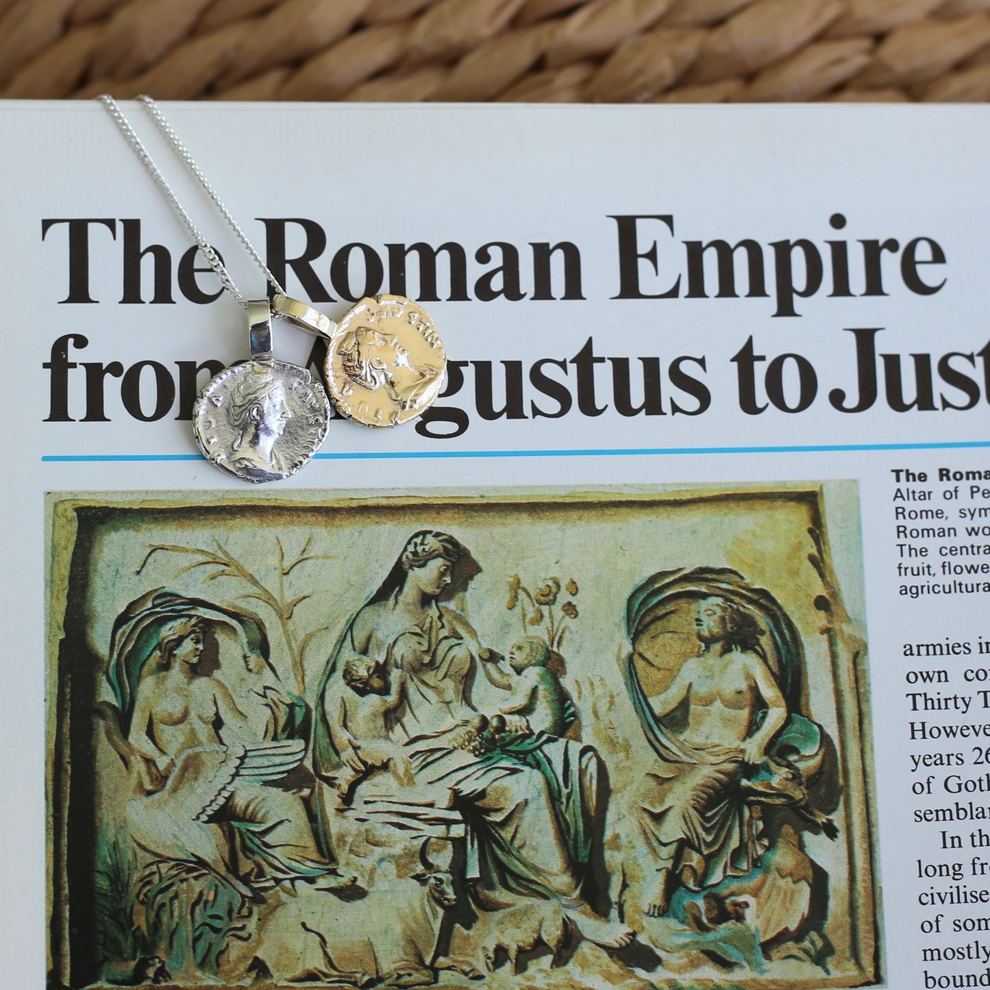 Faustina the Elder Coin Pendant,Cast From a 141-161AD Silver Denarius, avail in  Silver and Gold