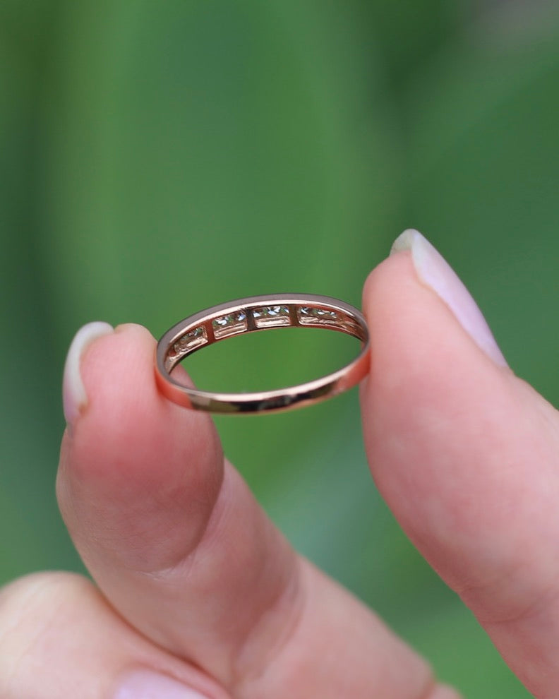 0.3ct Channel Set Natural Diamond Band, 9ct Rose Gold, size 7.25 or just over O, 1.6g