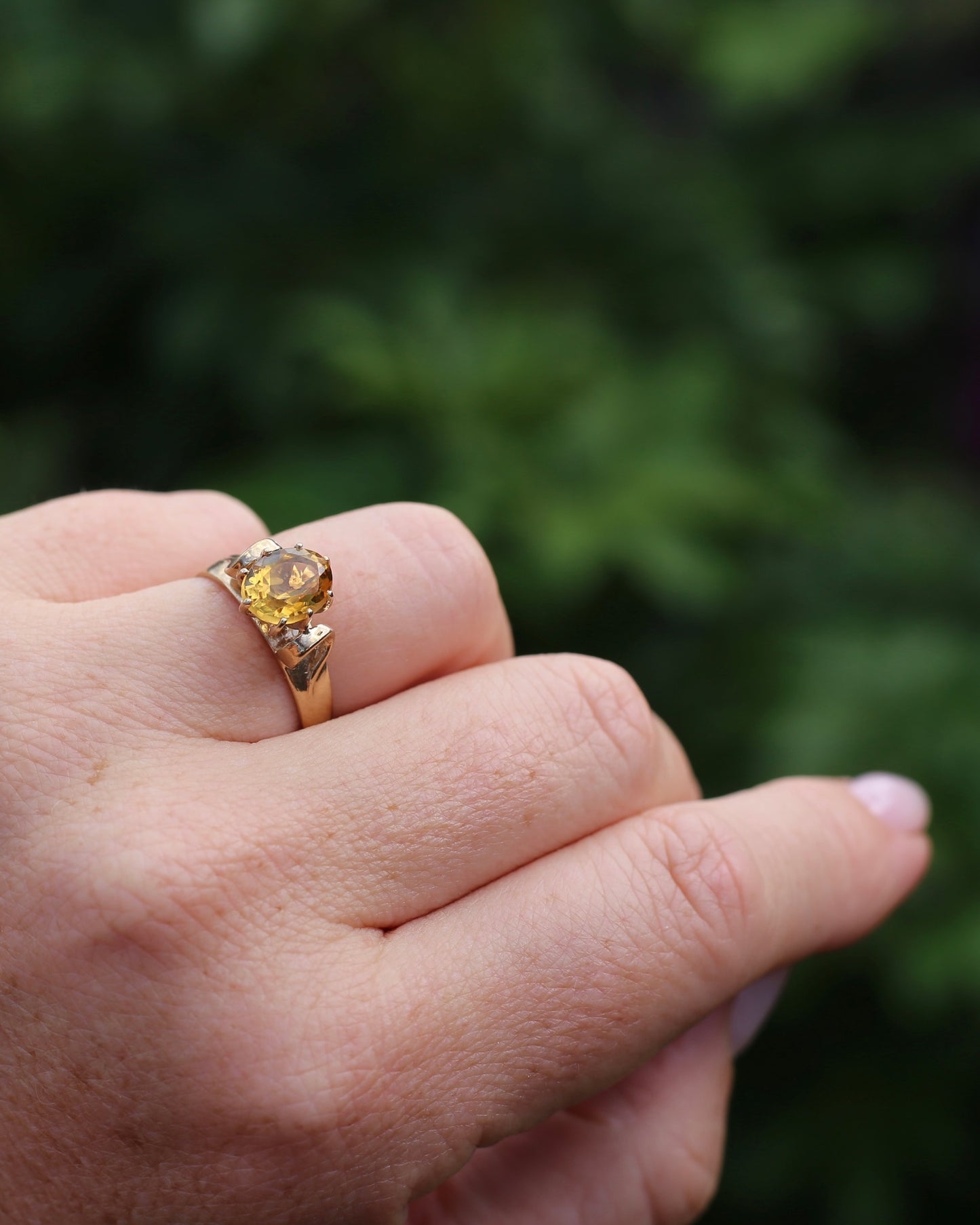 Vintage Hand Cut Oval Citrine Ring, 9ct Yellow Gold, size P or 7.5