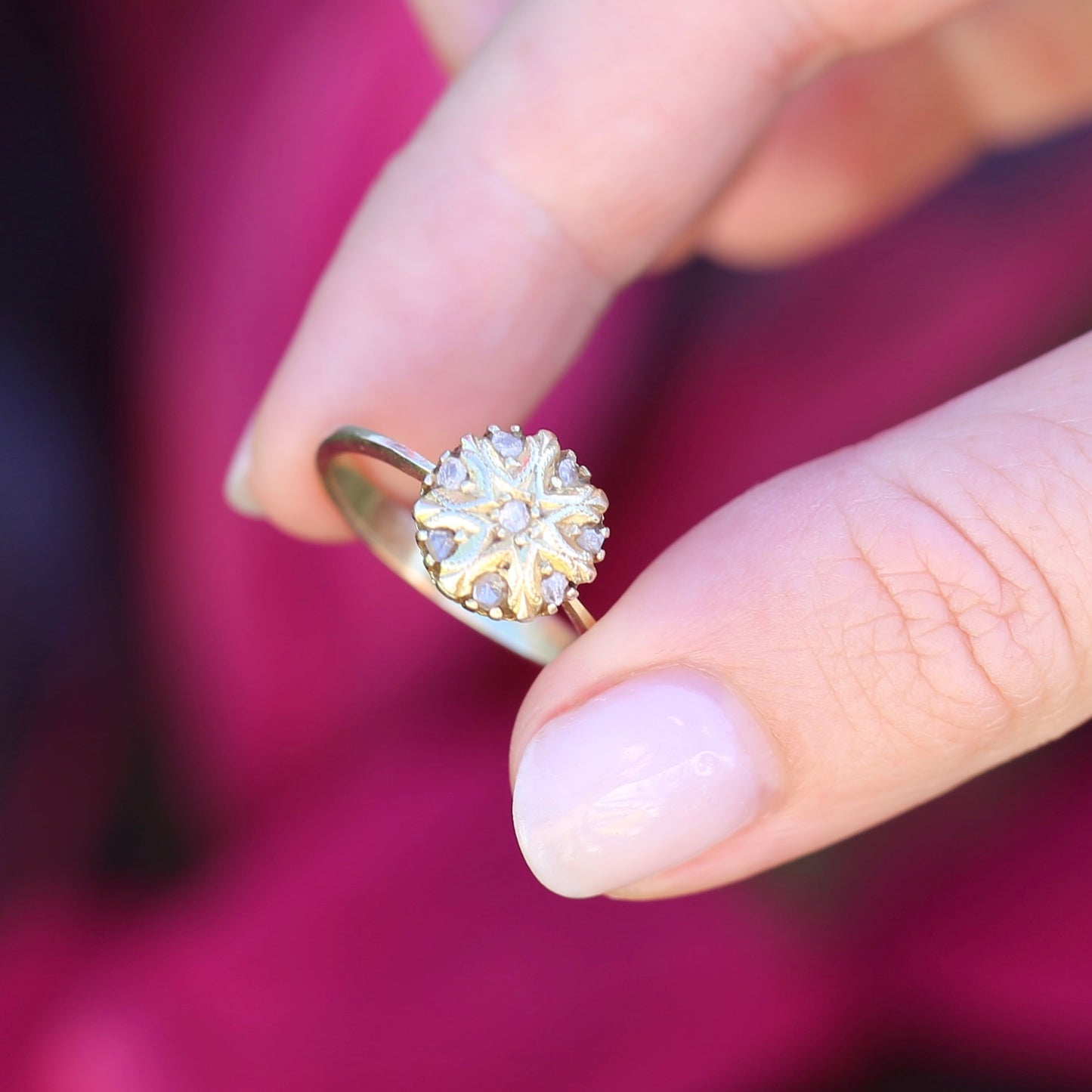 Rustic Handmade Likely Victorian Rose and Table Cut Diamond & Quartz Ring, approx 12ct Yellow Gold, size T or 9.5