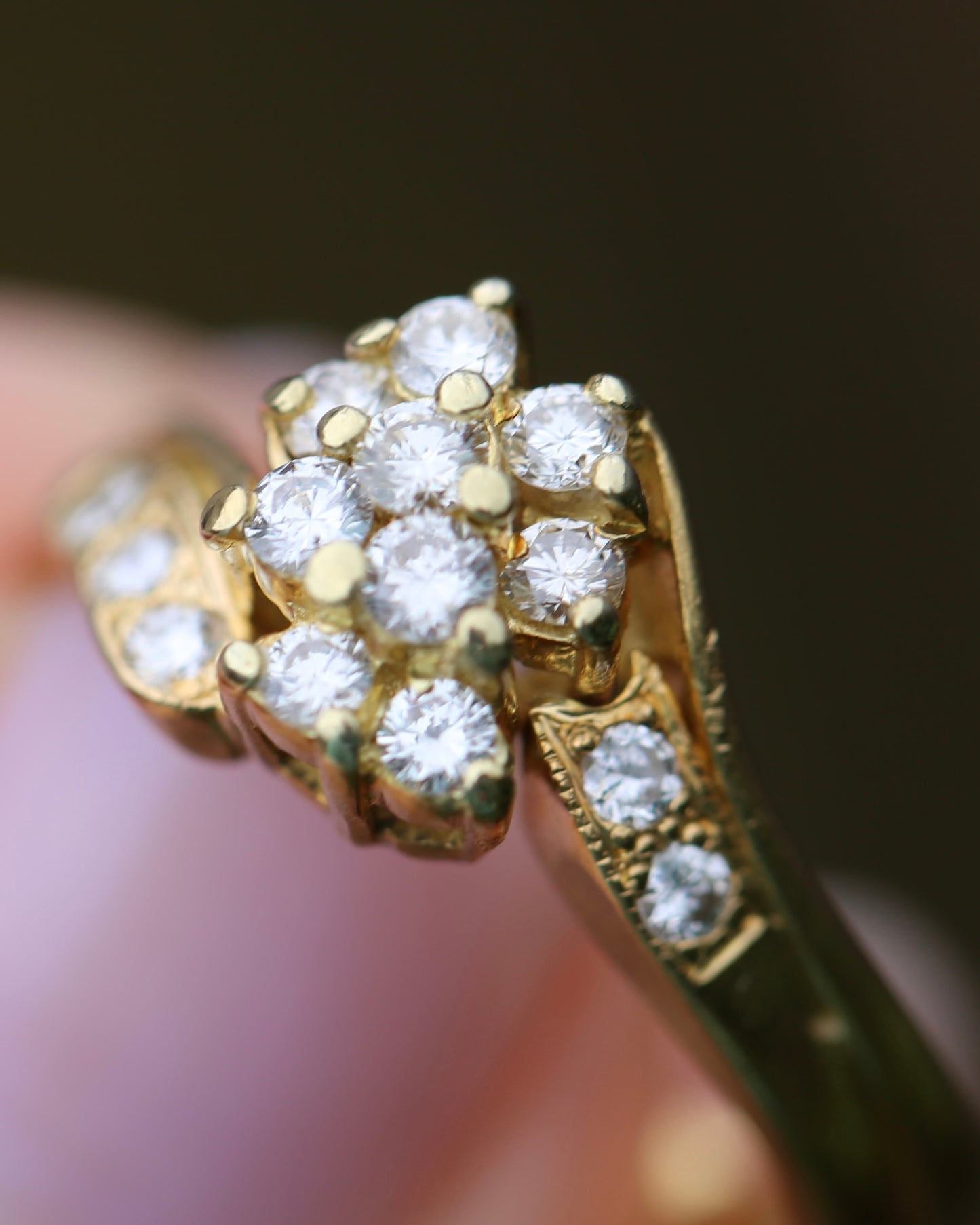 Circa 1970s Transitonal Brilliant Cut Diamond Ring, 18ct Yellow Gold Cluster Ring, size S or 9, 6.4g, with valuation