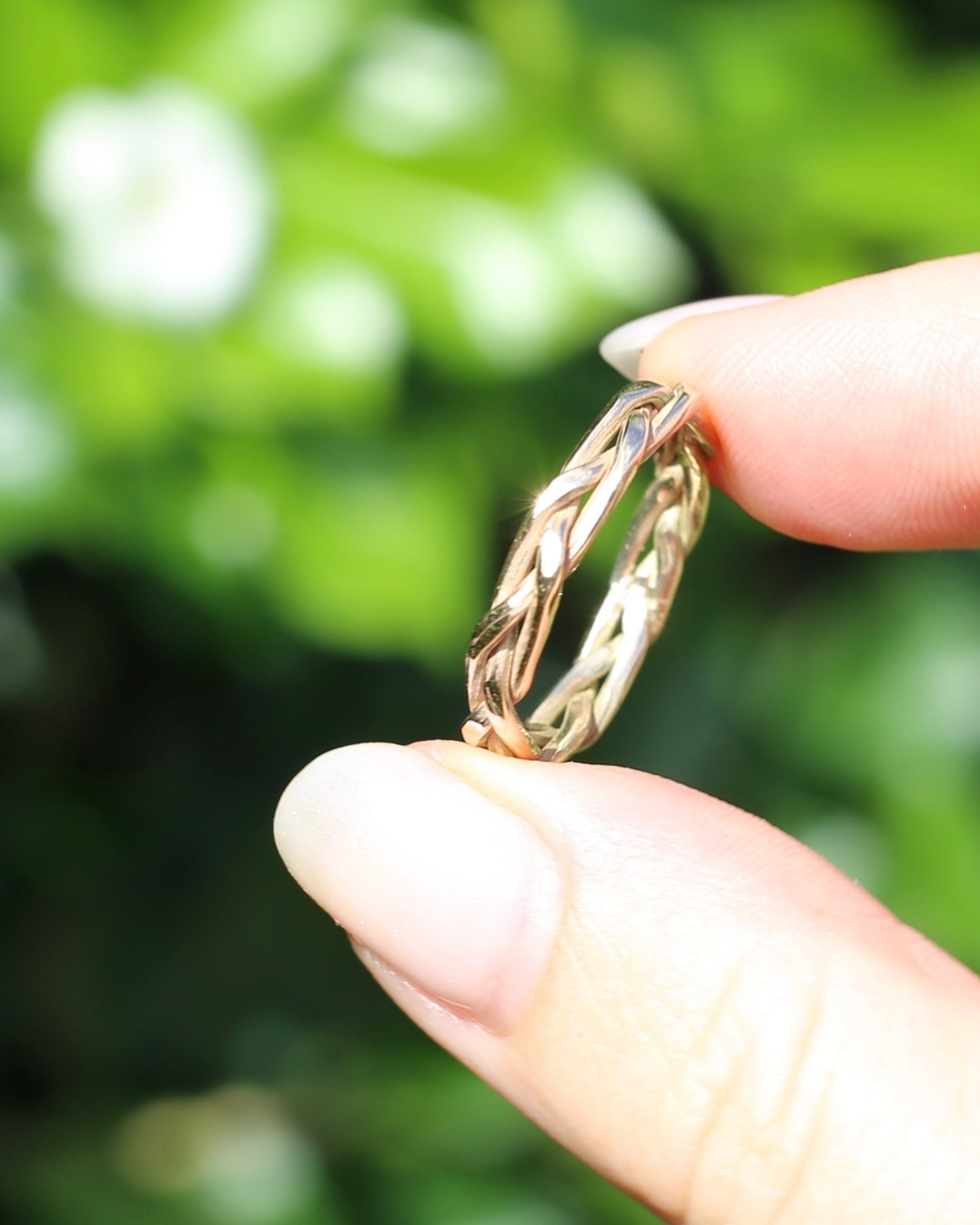 Reclaimed 9ct Yellow Gold Plaited Band, size 8.75 or just over R