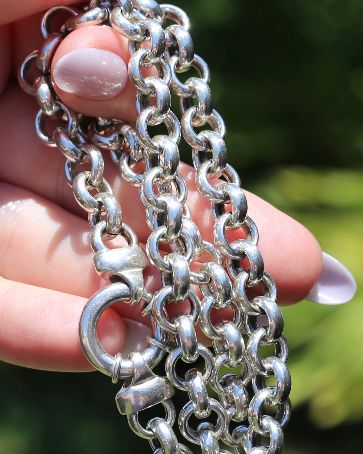 Fabulous Italian Made Semi Hollow Silver Cable Chain with Large Bolt Clasp, 40.4g, 45.75cm or 18 inches