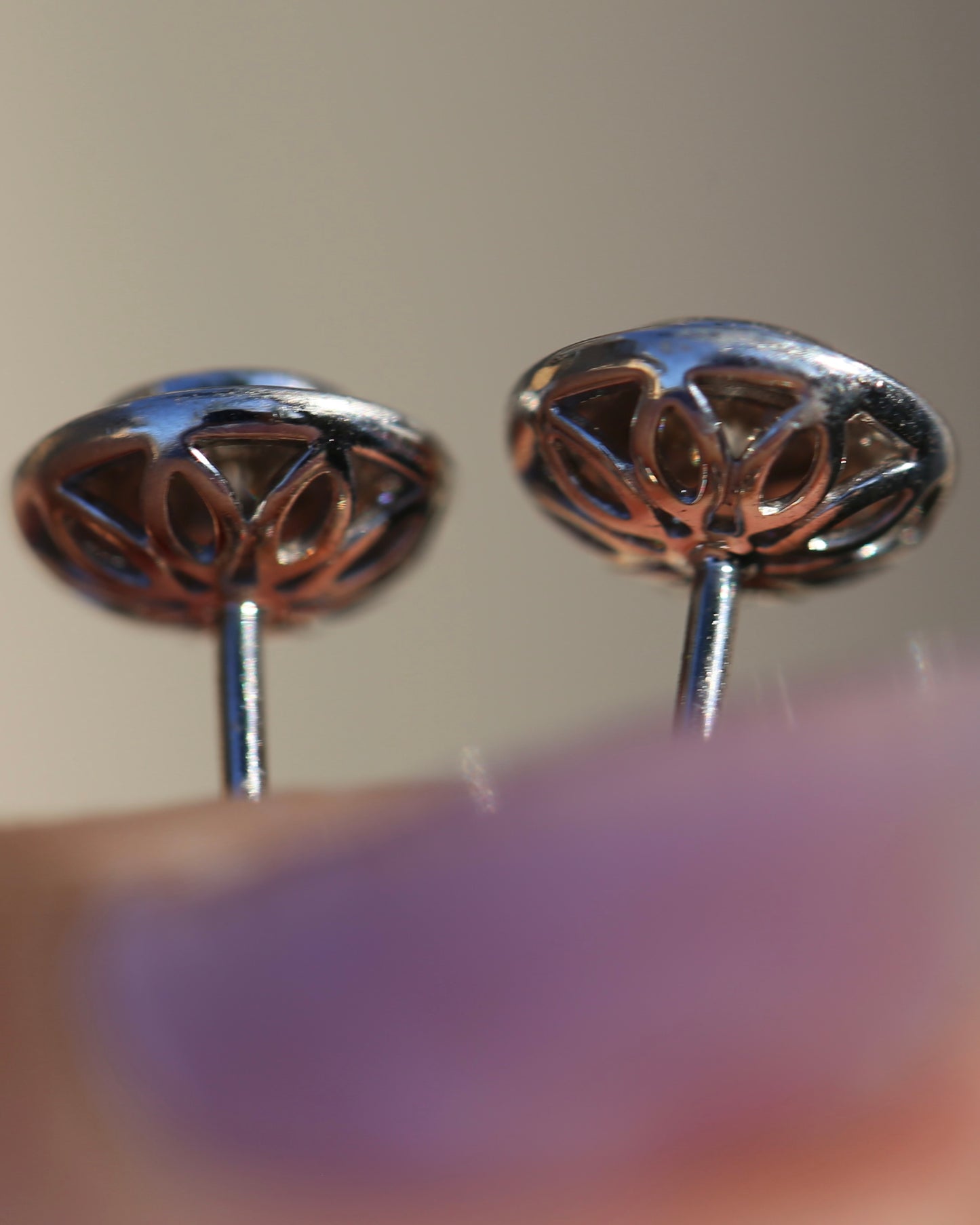 Natural Diamond Cluster Target Studs, 9ct White Gold, 7.5mm wide, 1.38g