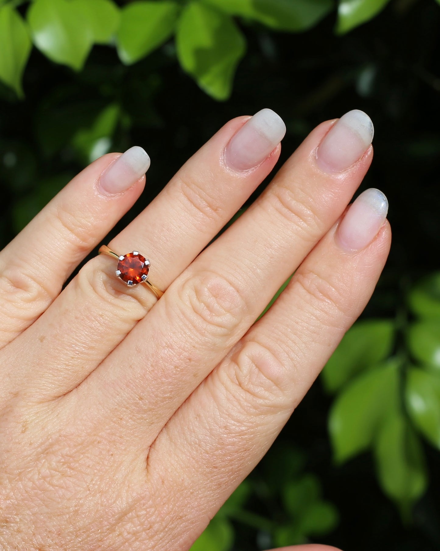East African 1.28ct Vivid Orange Spessartite Garnet, Vintage 18ct Mixed Metal Setting, size L or 5.75 with valuation