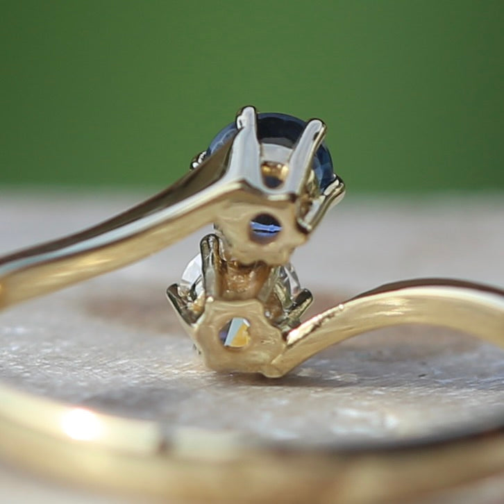 Sapphire and Diamond Toi et Moi, 18ct Yellow Gold, size N or 6.75