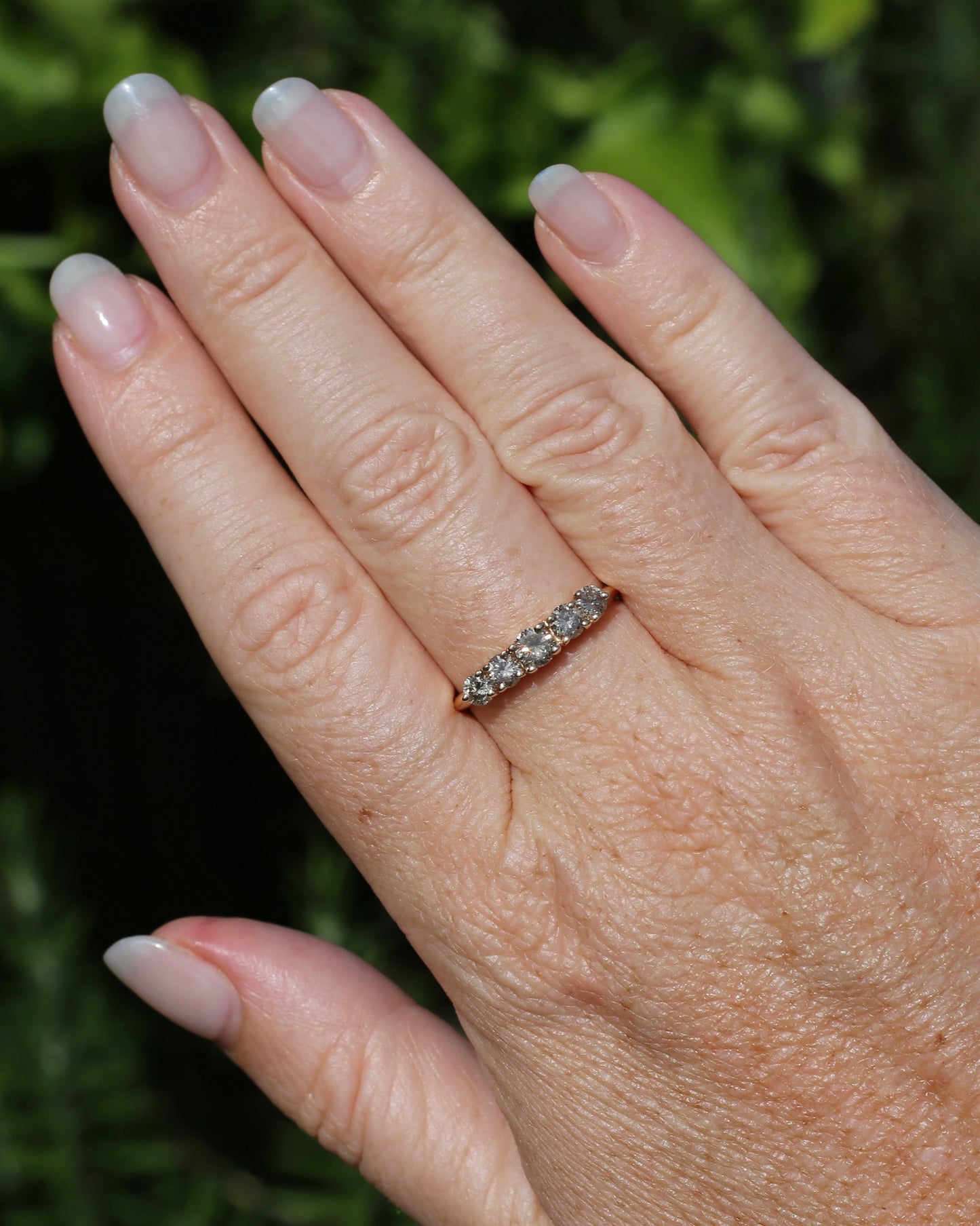 ON HOLD Five Stone Champagne Diamond Ring, 14ct Yellow Gold, size S1/2 or 9.25, 2.6g, with valuation