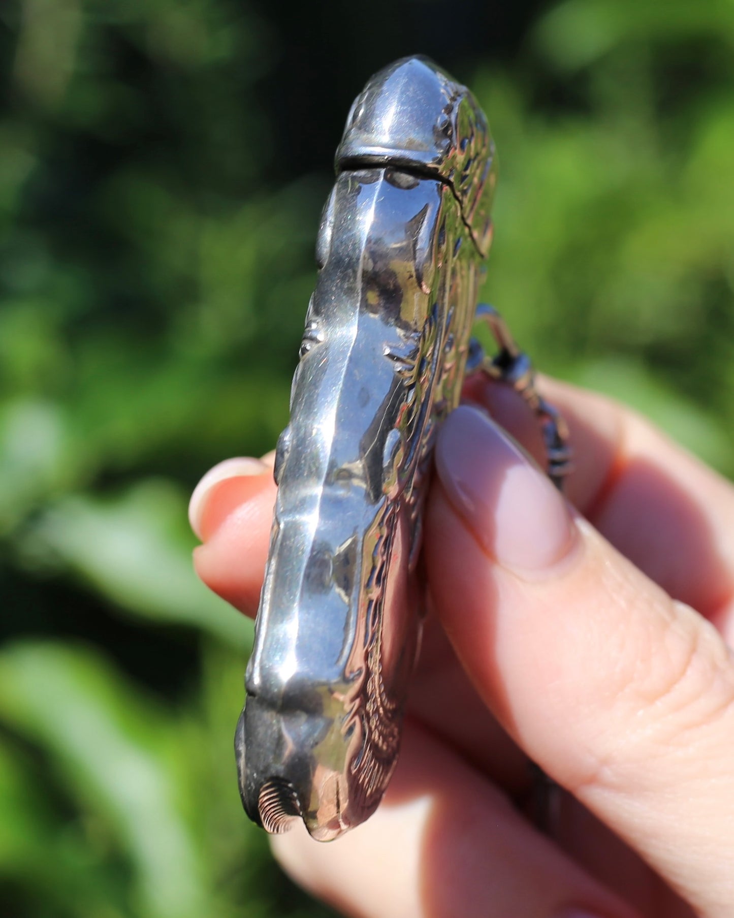 Art Nouveau Inspired Floral Repousse Vesta Case, Sterling Silver, 30.6g