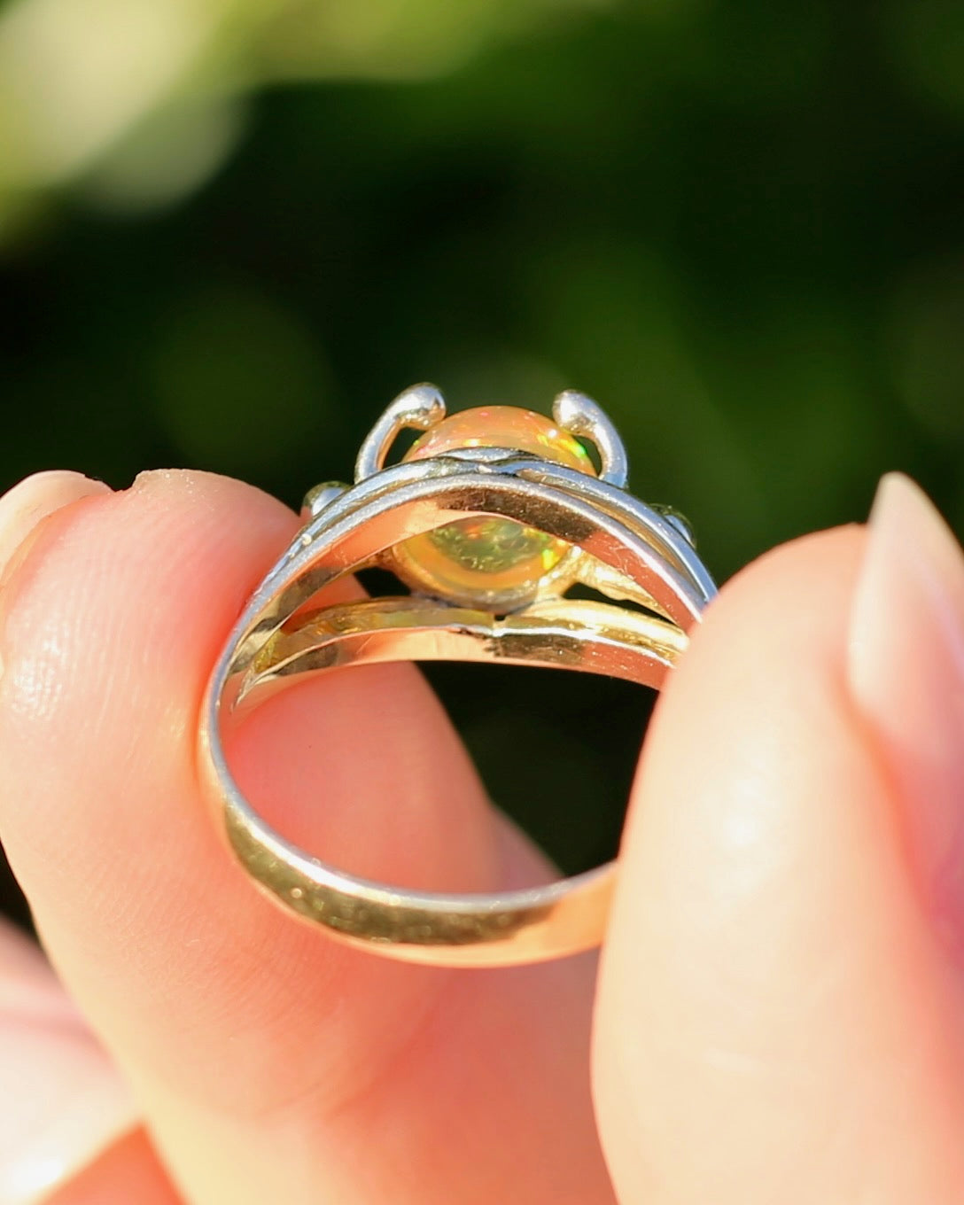 Mexican Opal Cabochon Ring, 14ct Yellow Gold, size 6 or L1/2