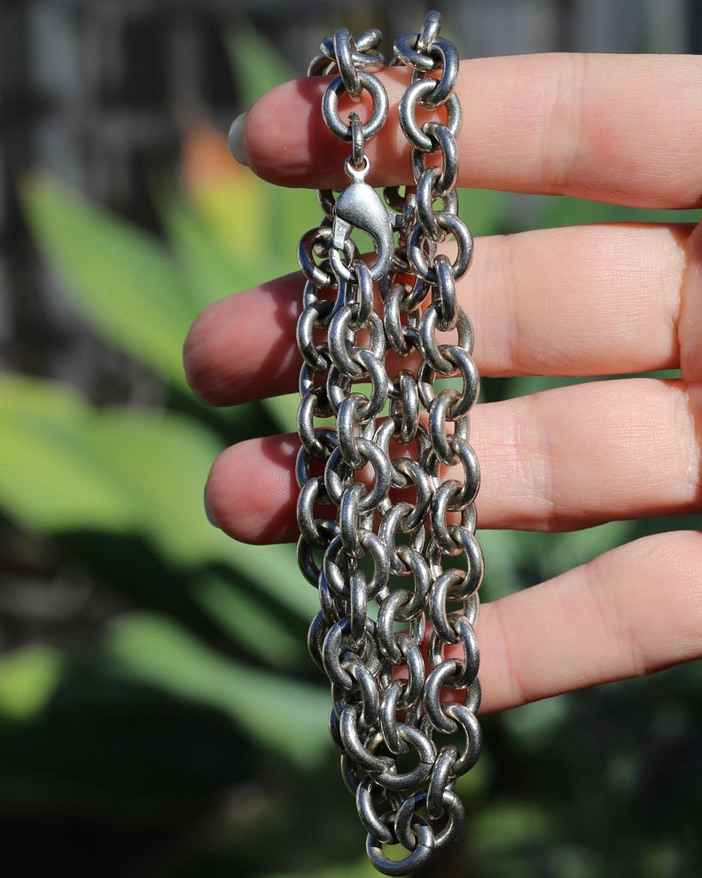 Vintage Chunky Oval Cable Chain with Parrot Clasp, Sterling Silver, 46cm or 18inches, 58.65g