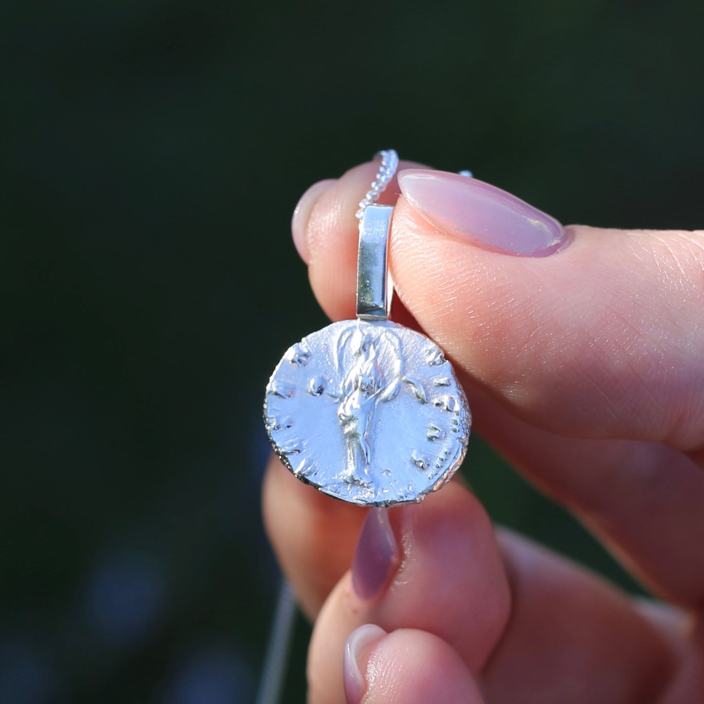 Eternity Pendant - Roman Goddess Aeternitas or Providentia, Cast From a 141-161AD Silver Denarius, avail in  Silver and Gold