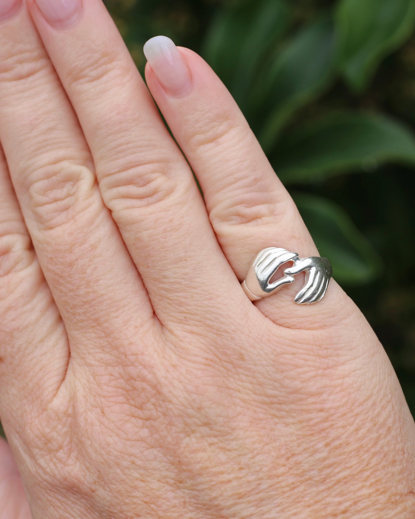 Modern Fede or Gimmel Ring, Sterling Silver, size L1/2 or 6, 3.8g