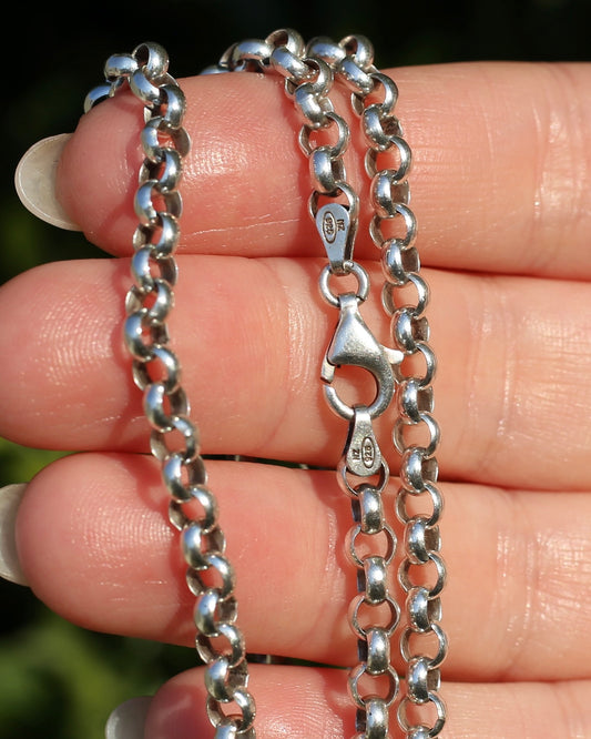 Vintage NZ Made Silver Belcher Chain, 60cm, 23.55g