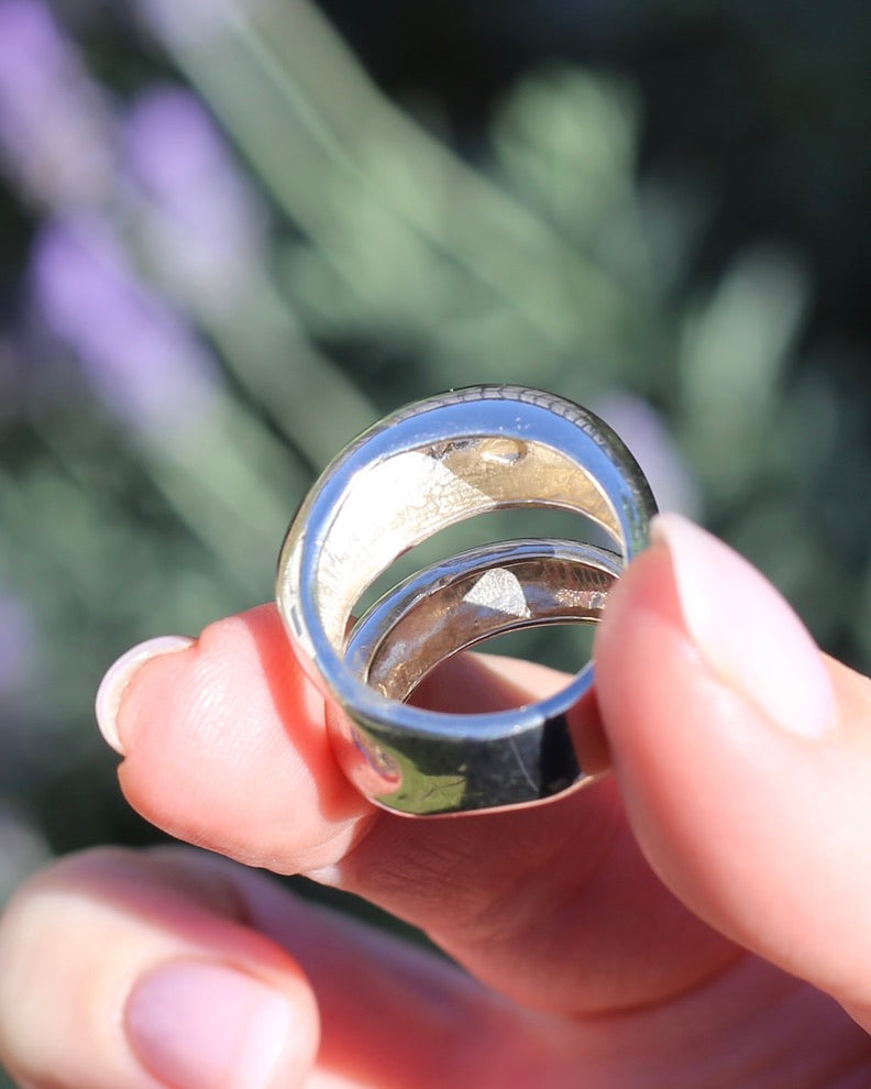 Structural Double Band Silver Ring, Sterling Silver, size R1/2 or just under 9, 12g