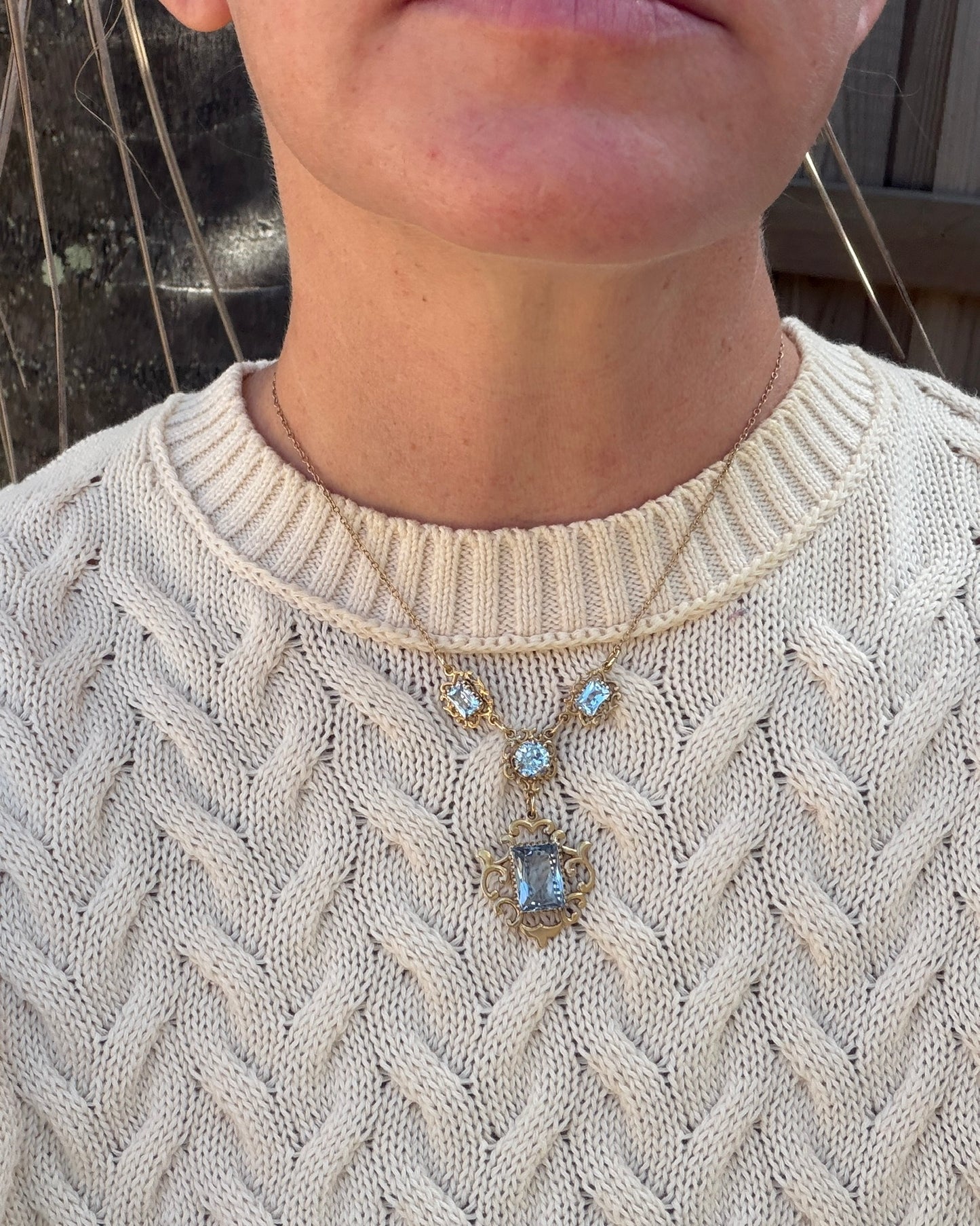 Vinitique Blue Spinel Necklace, 9ct Yellow and Old Rosey Gold, 42cm or 16.5 inches, 9.56g