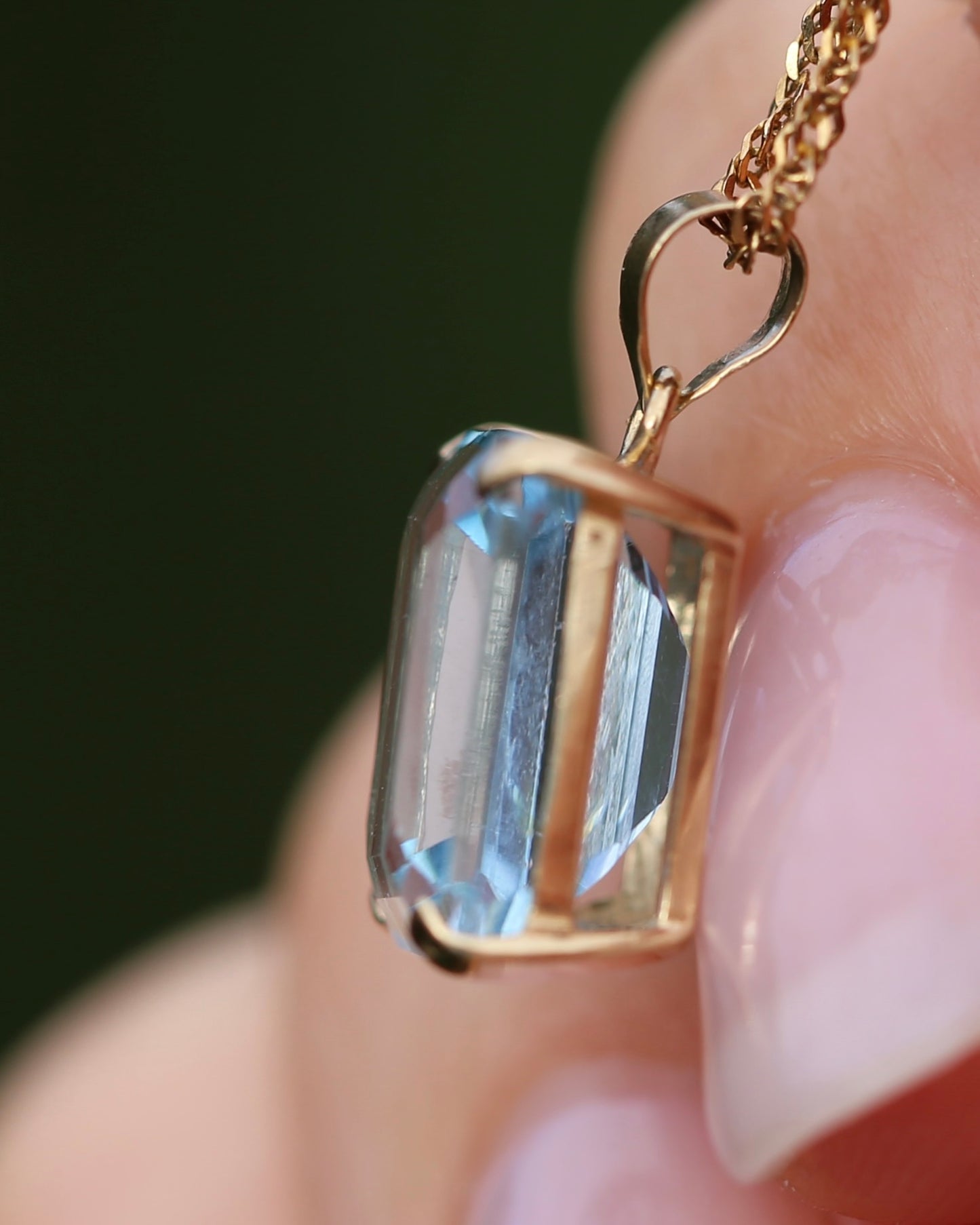 4.25ct Emerald Cut Topaz Pendant, 9ct Yellow Gold, 1.23g