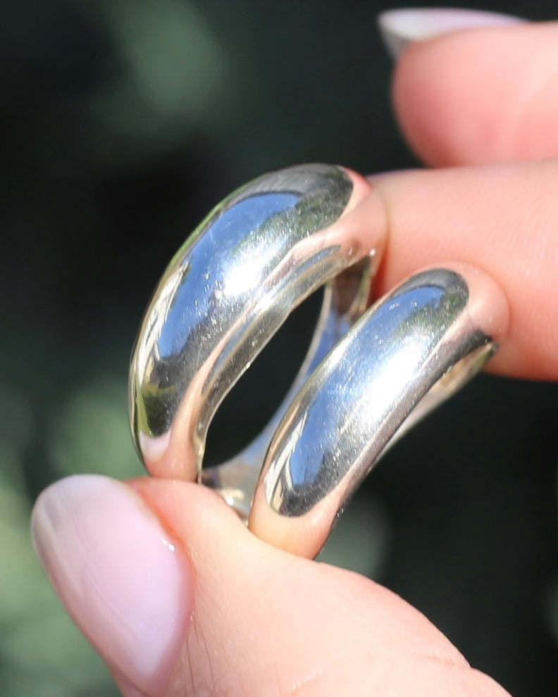 Structural Double Band Silver Ring, Sterling Silver, size R1/2 or just under 9, 12g