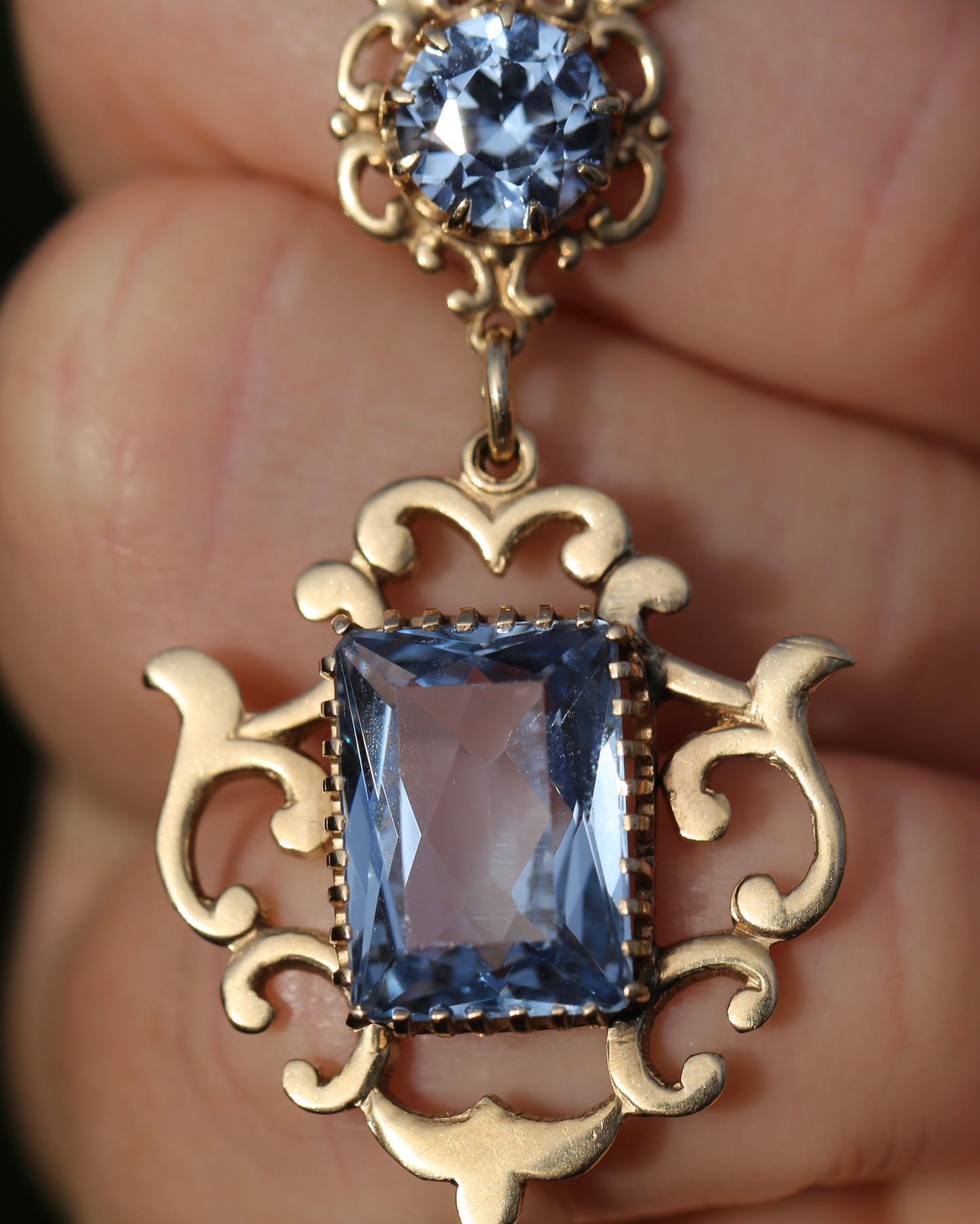 Vinitique Blue Spinel Necklace, 9ct Yellow and Old Rosey Gold, 42cm or 16.5 inches, 9.56g