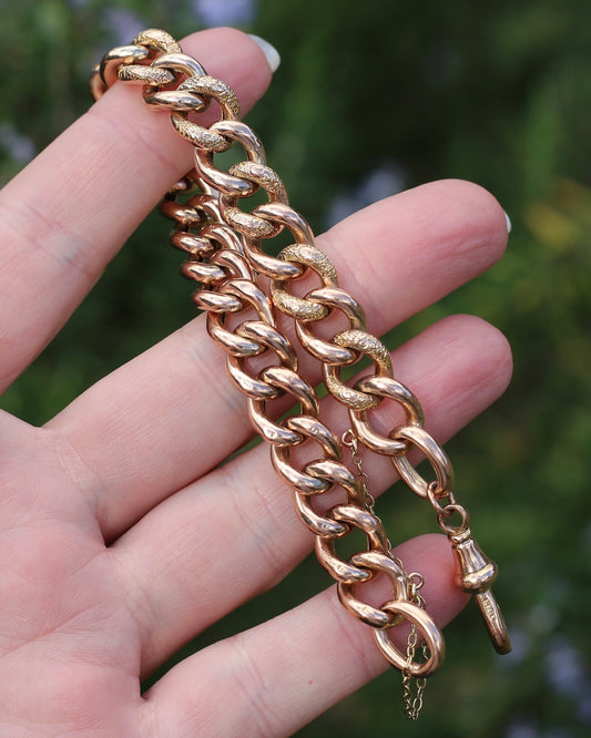 20.5cm Old Rose Gold Semi Hollow Day and Night Bracelet, 9ct Old Rose Gold, 17.29g