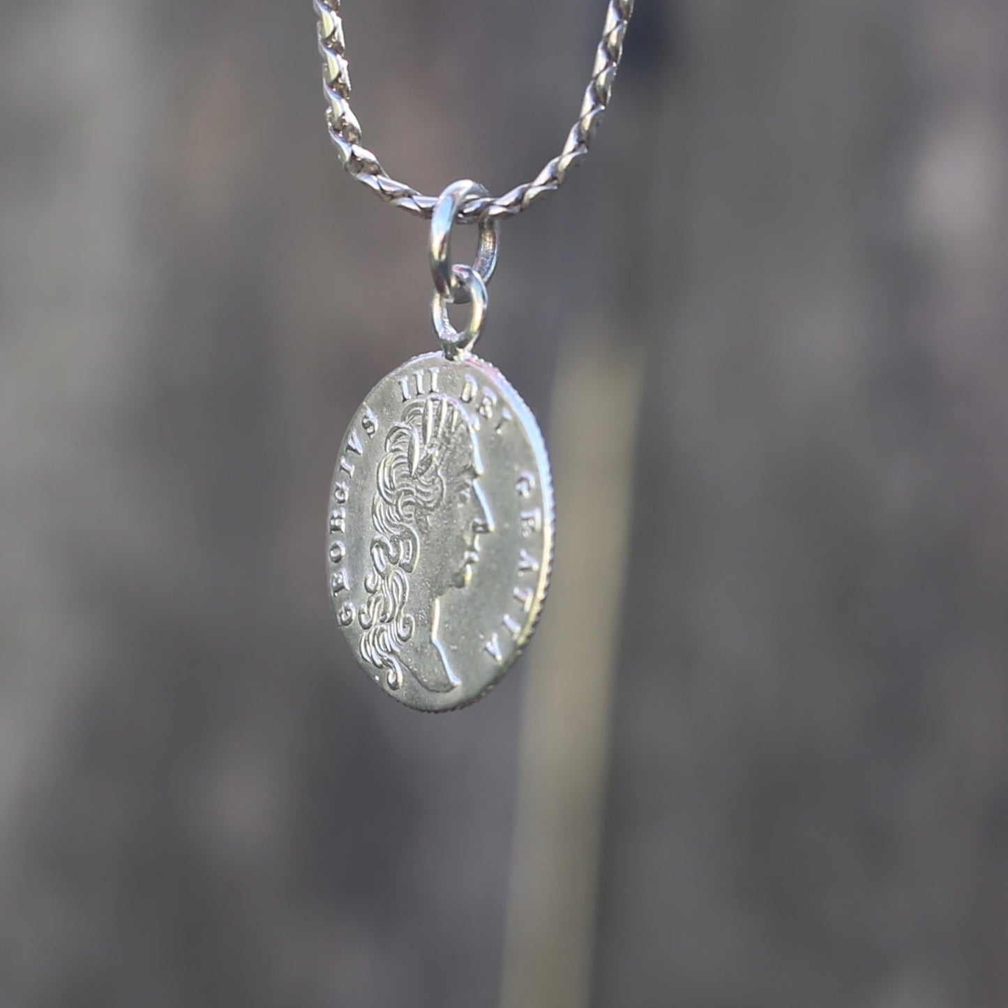 In Memory of the Good Old Days 1788 Gambling Token Pendant - King George III Reverse, Silver and 9ct Gold